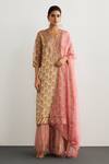 Buy_RI.Ritu Kumar_Off White Silk Organza, Silk, Net Embroidery, Designer And Pink Kurta Set _at_Aza_Fashions