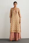 Shop_RI.Ritu Kumar_Off White Silk Organza, Silk, Net Embroidery, Designer And Pink Kurta Set _Online_at_Aza_Fashions