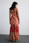Shop_RI.Ritu Kumar_Red Silk Satin, Silk, Chinon Embroidery Round Lina Designer Kurta Garara Set _at_Aza_Fashions