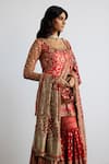 Shop_RI.Ritu Kumar_Red Silk Satin, Silk, Chinon Embroidery Round Lina Designer Kurta Garara Set _Online_at_Aza_Fashions