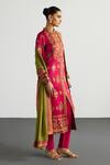 RI.Ritu Kumar_Fuchsia Silk Satin, Viscose, Satin, Lycra, Fuschia Olive Designer Kurta Set _at_Aza_Fashions