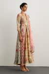 RI.Ritu Kumar_Pink Silk, Chanderi, Viscose, Satin, Lycra, Net, Kashmiri Buti Anarkali Set _Online_at_Aza_Fashions