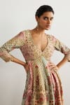 Buy_RI.Ritu Kumar_Pink Silk, Chanderi, Viscose, Satin, Lycra, Net, Kashmiri Buti Anarkali Set 