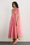 Buy_RI.Ritu Kumar_Pink Chanderi Silk, Cotton, Lycra, Viscose, Chinon Bubblegum Anarkali Set _Online_at_Aza_Fashions