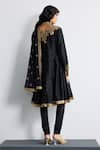 Shop_RI.Ritu Kumar_Black Silk, Chanderi, Satin, Lycra, Net Zari, Sequins, Designer Kurta Set _at_Aza_Fashions