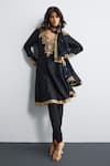 Shop_RI.Ritu Kumar_Black Silk, Chanderi, Satin, Lycra, Net Zari, Sequins, Designer Kurta Set _Online_at_Aza_Fashions