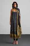 Buy_RI.Ritu Kumar_Black Silk Satin, Viscose, Satin, Lycra, Chinon Embroidery Gaj Print Kurta Set _at_Aza_Fashions