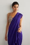RI.Ritu Kumar_Purple Viscose, Silk Embroidery, Sequins Round Designer Drape Saree With Blouse _at_Aza_Fashions
