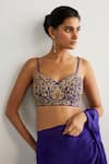 Buy_RI.Ritu Kumar_Purple Viscose, Silk Embroidery, Sequins Round Designer Drape Saree With Blouse 