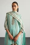 RI.Ritu Kumar_Aqua Silk Organza, Viscose, Georgette, Net Embroidery Blue Lucknowi Kurta Set _Online_at_Aza_Fashions