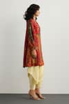 Buy_RI.Ritu Kumar_Red Embroidery Split V-neck Designer Jaisalmer Print Kurta _Online_at_Aza_Fashions