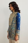Buy_RI.Ritu Kumar_Blue Embroidery Mandarin Collar Brocade Jamawar Kurta _Online_at_Aza_Fashions