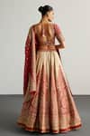 Shop_RI.Ritu Kumar_Off White Silk, Chinon Zari, Embroidery, Tassels Round Designer Red Lehenga Set _at_Aza_Fashions