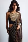 Shop_RI.Ritu Kumar_Black Viscose, Polyester, Chinon Embroidery Multi Print Designer Saree Set _Online_at_Aza_Fashions