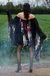 Shop_She'll_Black Chiffon Off-shoulder Floral Print Dress _at_Aza_Fashions