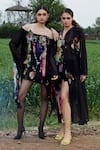 Shop_She'll_Black Chiffon Off-shoulder Floral Print Dress _Online_at_Aza_Fashions