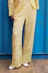 Shop_She'll_Yellow Jacquard Lace Collared Weaved Shirt Pant Set _Online_at_Aza_Fashions