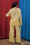 Shop_She'll_Yellow Jacquard Lace Collared Weaved Shirt Pant Set _at_Aza_Fashions