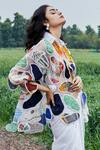 Shop_She'll_Multi Color Organza, Satin Embroidery, Applique Multicolor Shirt And Skirt Set _Online_at_Aza_Fashions
