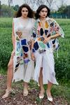 Buy_She'll_Multi Color Organza, Satin Embroidery, Applique Multicolor Shirt And Skirt Set 