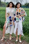 She'll_Multi Color Organza Round Neck Multicolor Designer Dress _at_Aza_Fashions