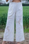 She'll_Ivory Jacquard Tassels V-neck Self Shirt And Pant Set _at_Aza_Fashions