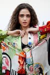 Shop_She'll_Mauve Satin Collared Multicolor Shirt And Pant Set 
