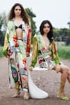 Shop_She'll_Multi Color Chiffon Plunge Neck, Multicolor Designer Dress _Online_at_Aza_Fashions