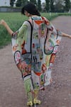 Shop_She'll_Chiffon Round Neck Multicolor Kaftan _at_Aza_Fashions