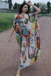 Buy_She'll_Chiffon Round Neck Multicolor Kaftan _at_Aza_Fashions