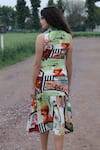 Shop_She'll_Linen Split V-neck Multicolor Designer Dress _at_Aza_Fashions