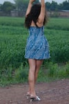 Shop_She'll_Blue Denim Fringe Off-shoulder Light Dress _at_Aza_Fashions