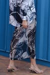 She'll_Blue Collared Blue-white Floral Print Shirt And Skirt Set _Online_at_Aza_Fashions