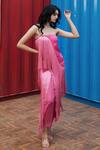 Buy_She'll_Pink Organza Fringe Open Neck Detail Hot Dress _Online_at_Aza_Fashions