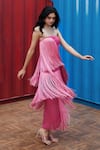 Shop_She'll_Pink Organza Fringe Open Neck Detail Hot Dress _Online_at_Aza_Fashions