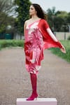 Buy_She'll_Pink Satin Embroidery One Shoulder Designer Dress _at_Aza_Fashions
