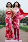 She'll_Pink Satin Embroidery One Shoulder Designer Dress _at_Aza_Fashions