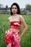 Buy_She'll_Pink Satin Bandeau Neck Bralette And Pant Set _Online_at_Aza_Fashions