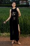 Buy_She'll_Black Beads, Sequins Round Neck Japanese Twill Designer Set _at_Aza_Fashions