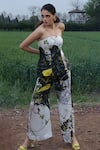 Buy_She'll_Black Satin Square Neck Corset Top And Pants Set _at_Aza_Fashions