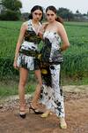 Buy_She'll_Black Satin Square Neck Corset Top And Pants Set _Online_at_Aza_Fashions