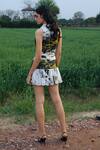 Shop_She'll_Black Chiffon Halter Neck Printed Dress _at_Aza_Fashions