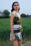 Buy_She'll_Black Chiffon Halter Neck Printed Dress _Online_at_Aza_Fashions