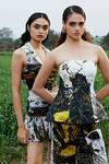 Shop_She'll_Black Chiffon Halter Neck Printed Dress _Online_at_Aza_Fashions