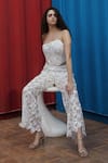 She'll_Ivory Asymmetric Floral Top And Pants _Online_at_Aza_Fashions