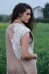 Shop_She'll_Tan Lace Collared Polka Dot Jacket Dress _Online_at_Aza_Fashions