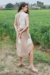 Shop_She'll_Tan Lace Collared Polka Dot Jacket Dress _at_Aza_Fashions