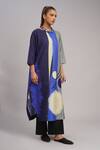 Taika By Poonam Bhagat_Blue Linen Embroidery Round Neck Abstract Art Tunic _Online_at_Aza_Fashions
