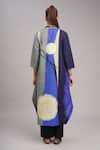 Shop_Taika By Poonam Bhagat_Blue Linen Embroidery Round Neck Abstract Art Tunic _at_Aza_Fashions