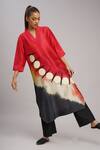 Shop_Taika By Poonam Bhagat_Multi Color Linen V-neck Watermelon Printed Tunic _Online_at_Aza_Fashions